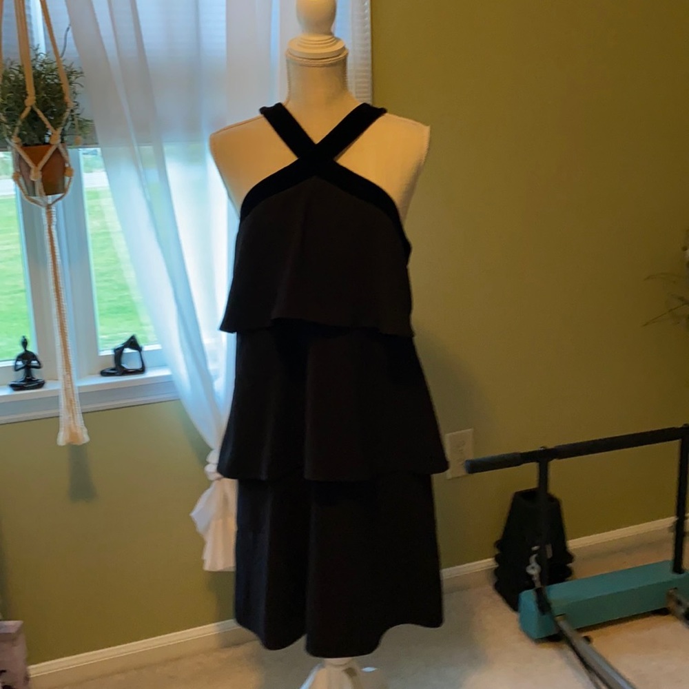 Beautiful Ann Taylor dress with black velvet trim. Size 10